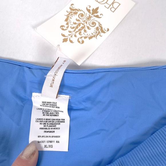 Becca Blue Ribbed Swim Bottoms Size Extra Large - Picture 4 of 4
